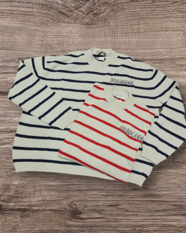 Pull VICOLO a righe con taschino & cabochon