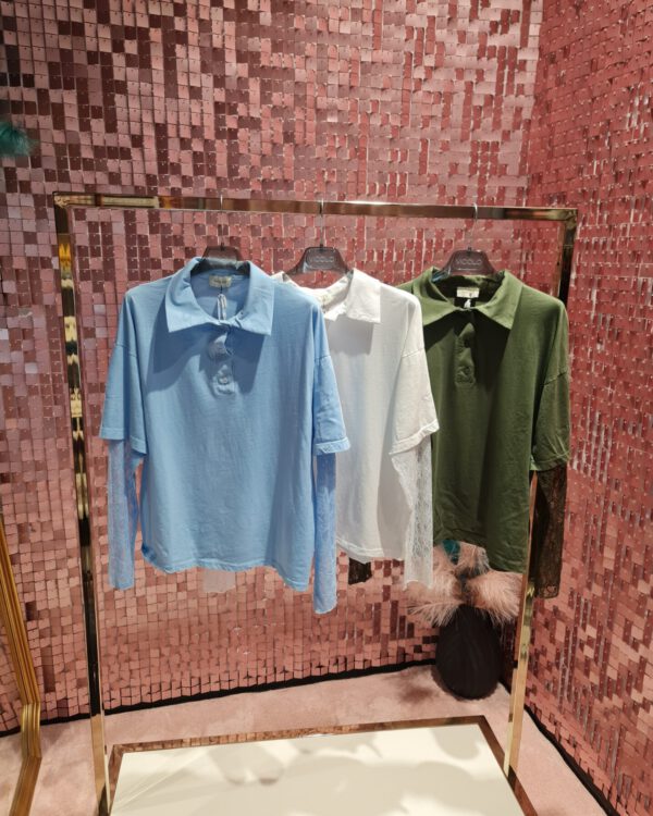 Polo SUSYMIX con maniche in pizzo , VARI COLORI