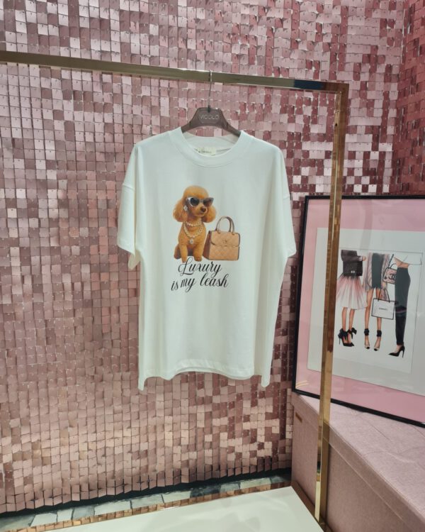 T-shirt Over VICOLO con barboncino & strass