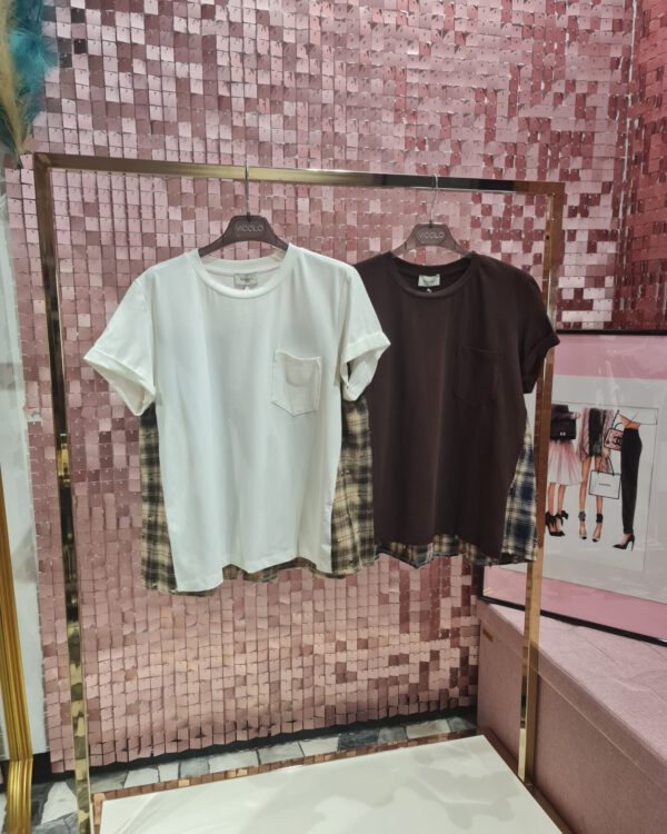 T-shirt Over SUSYMIX con retro check