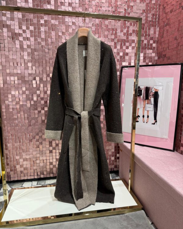 Cappotto / Cardigan VICOLO con micro pailettes BiColor, Moro Ecrù